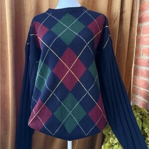 VTG Pendleton Pullover Argyle Pattern Sweater 100% Virgin Lambs Wool Size Large
